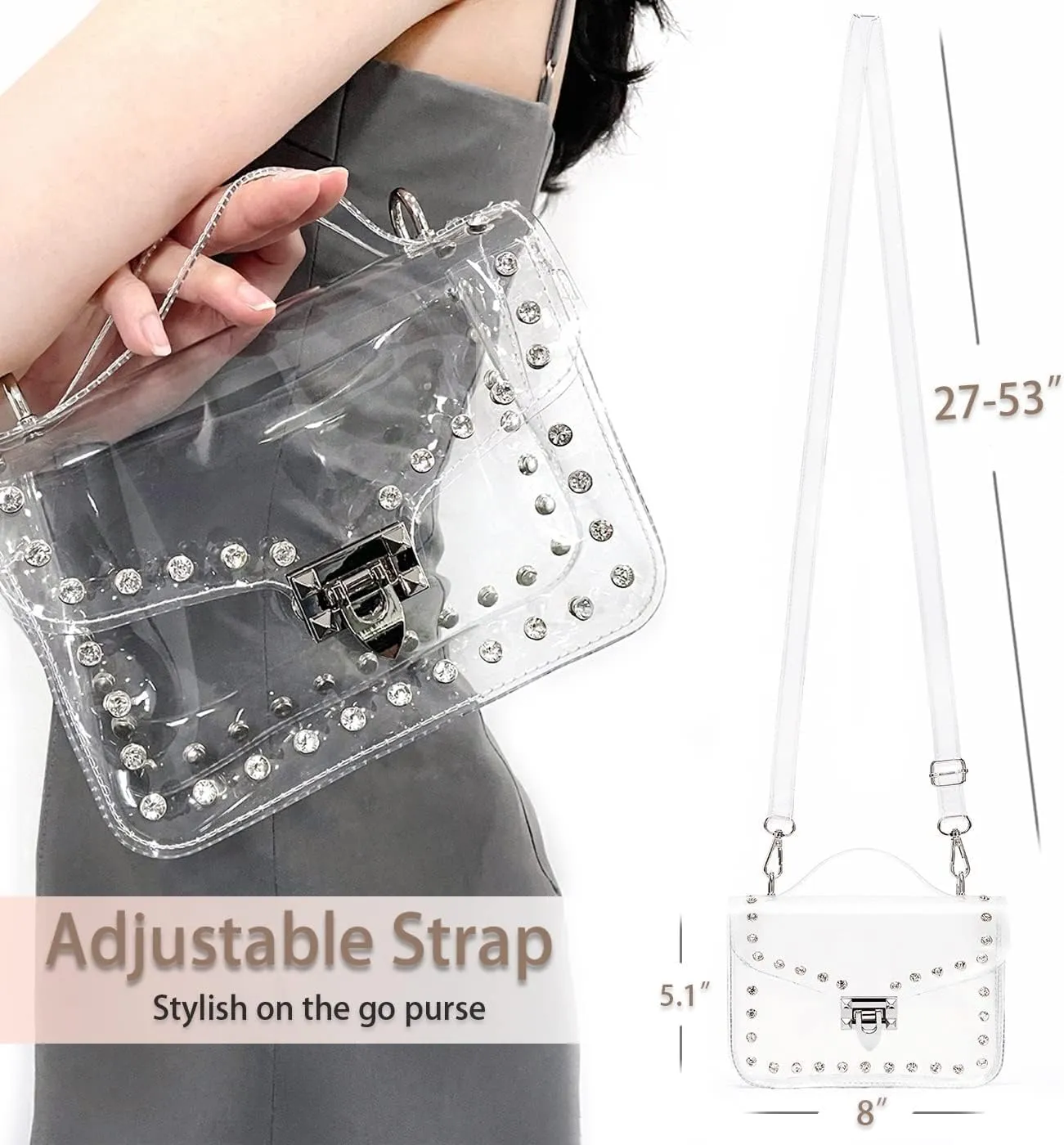 Clear Purses For Women, Small Clear Purse Clear Crossbody Bag Stadium Approved