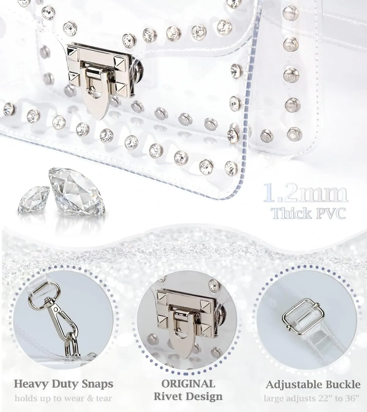 Clear Purses For Women, Small Clear Purse Clear Crossbody Bag Stadium Approved