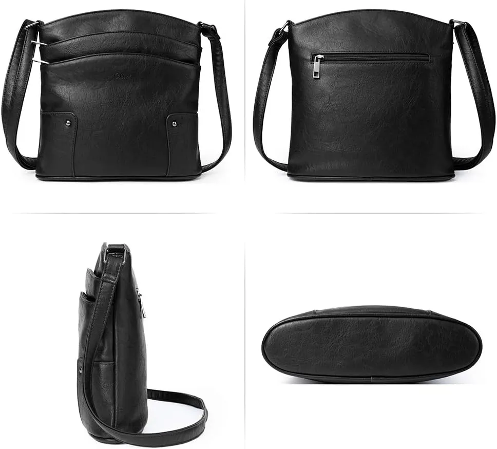 CLUCI Crossbody Bags for Women Leather Purse Travel Vacation Triple Pockets Vintage Handbags Shoulder Bags