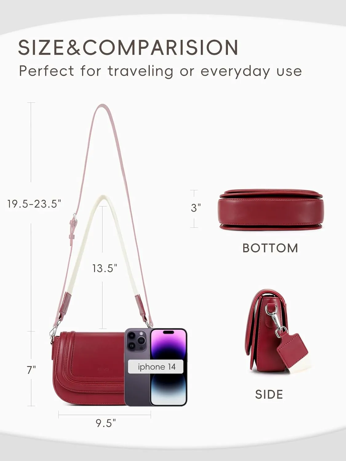 CLUCI Small Purses for Women Trendy,Vegan leather Shoulder Bag Crossbody Bags for Women With 2 Shoulder Straps