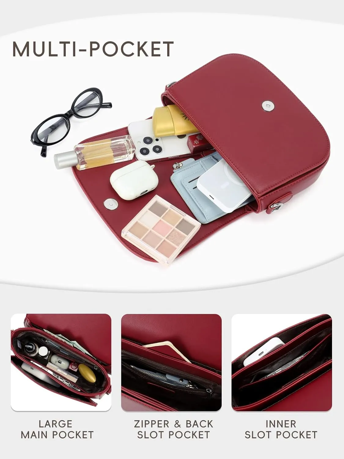 CLUCI Small Purses for Women Trendy,Vegan leather Shoulder Bag Crossbody Bags for Women With 2 Shoulder Straps