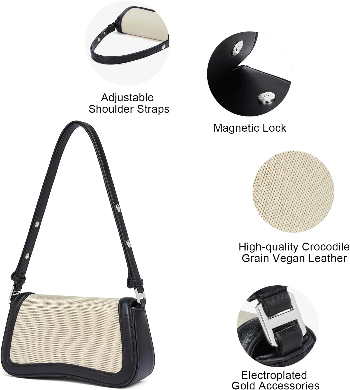 CLUCI Small Shoulder Bags,Purses for Women Vegan Leather Crossbody Handbag Clutch Hobo Purse