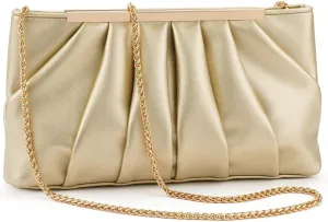 Clutch Purse Dressy Pleated Formal Evening Bag Simple Classy Handbag for Women