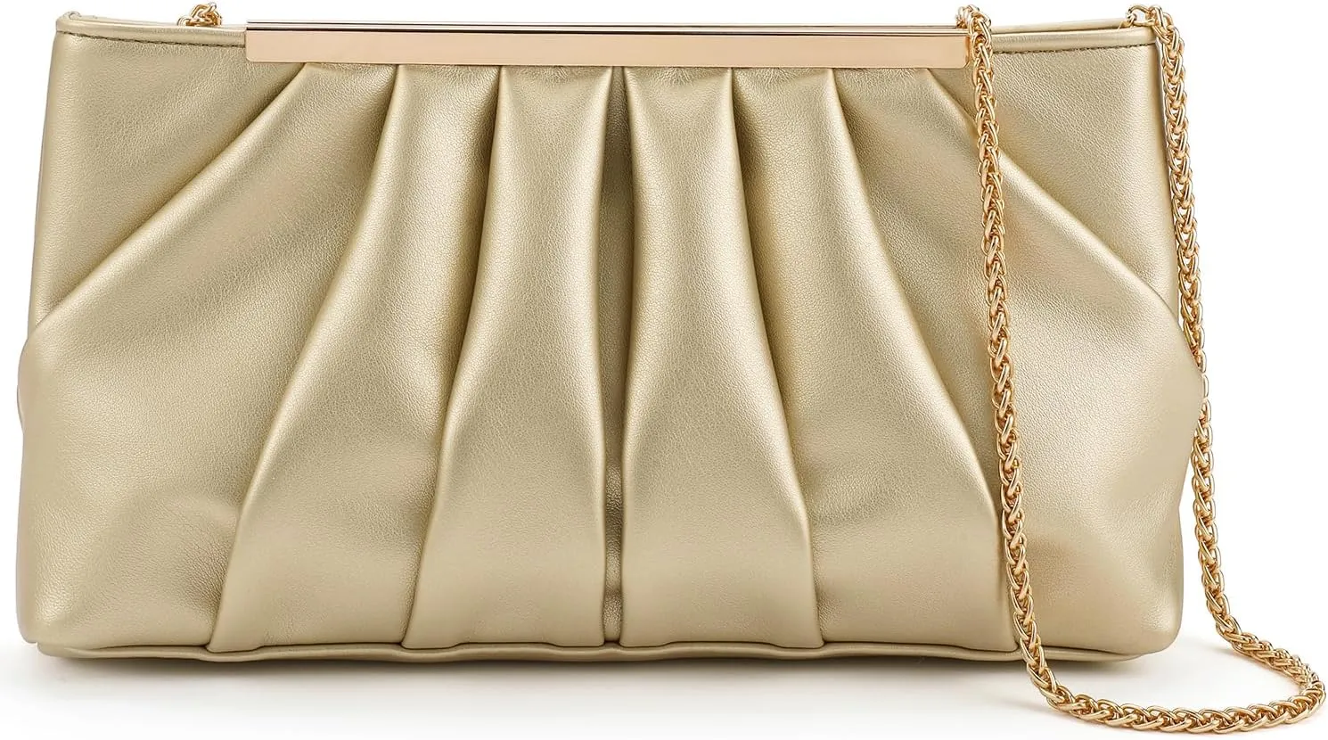 Clutch Purse Dressy Pleated Formal Evening Bag Simple Classy Handbag for Women