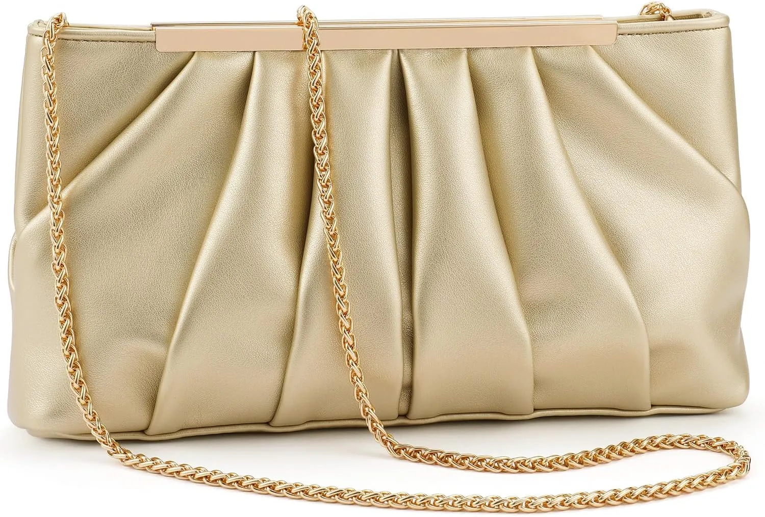 Clutch Purse Dressy Pleated Formal Evening Bag Simple Classy Handbag for Women