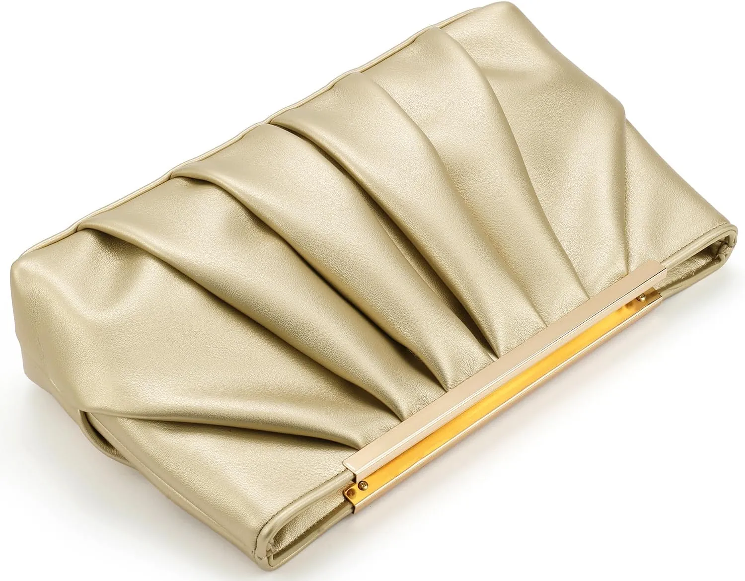 Clutch Purse Dressy Pleated Formal Evening Bag Simple Classy Handbag for Women