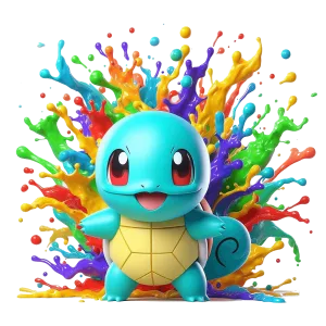 Color Drip Squirtle Colorful DTF (direct-to-film) Transfer