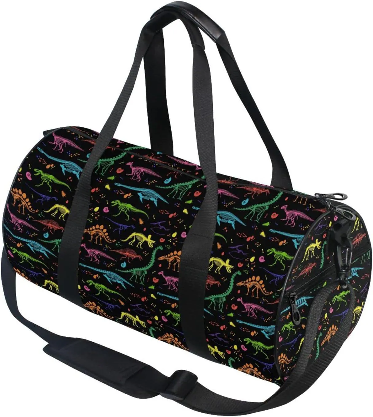 Colorful Dinosaur Skeleton Duffel Bag Sports Gym Bags for Men and Women