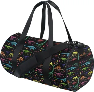 Colorful Dinosaur Skeleton Duffel Bag Sports Gym Bags for Men and Women