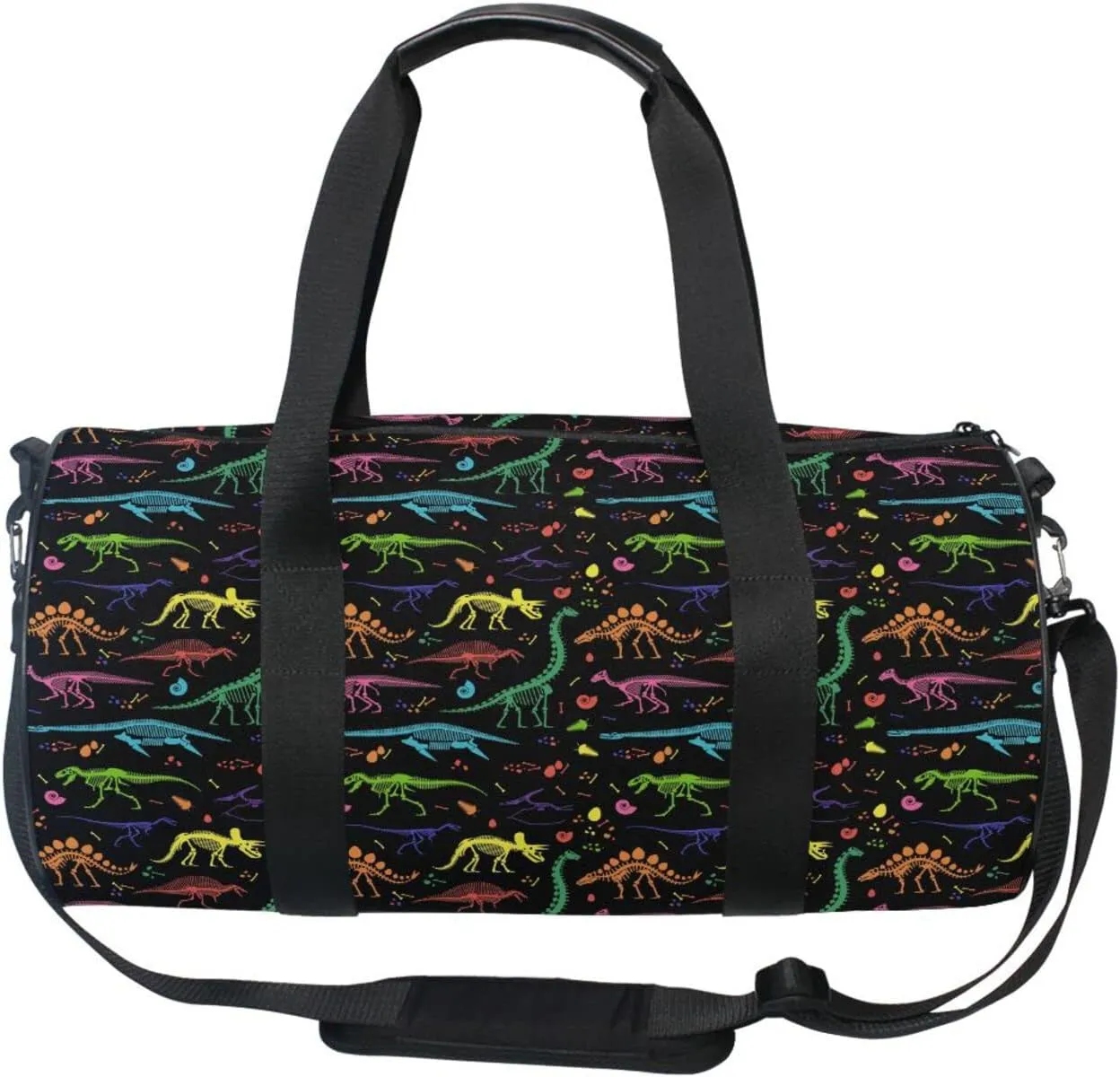 Colorful Dinosaur Skeleton Duffel Bag Sports Gym Bags for Men and Women