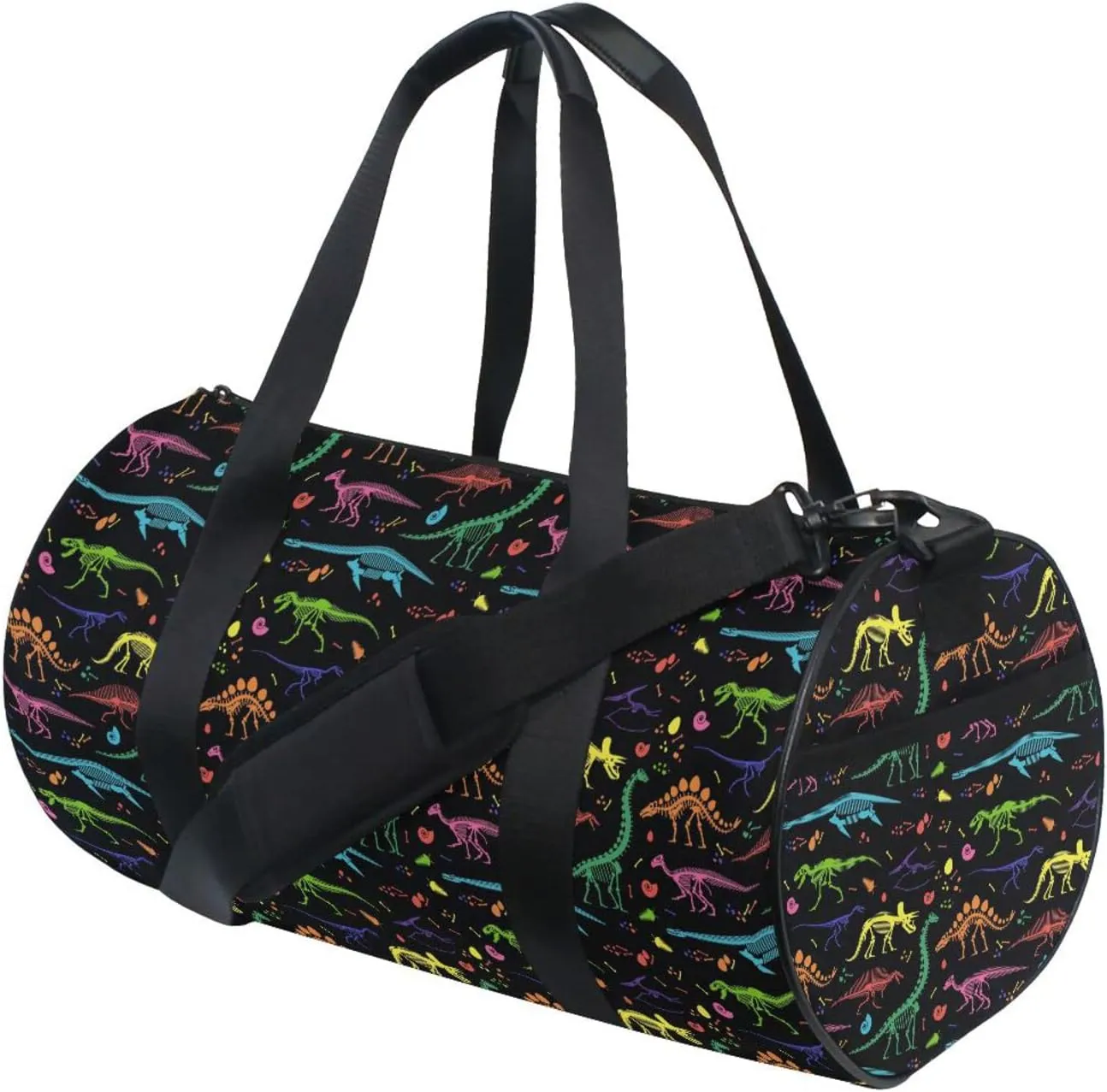 Colorful Dinosaur Skeleton Duffel Bag Sports Gym Bags for Men and Women