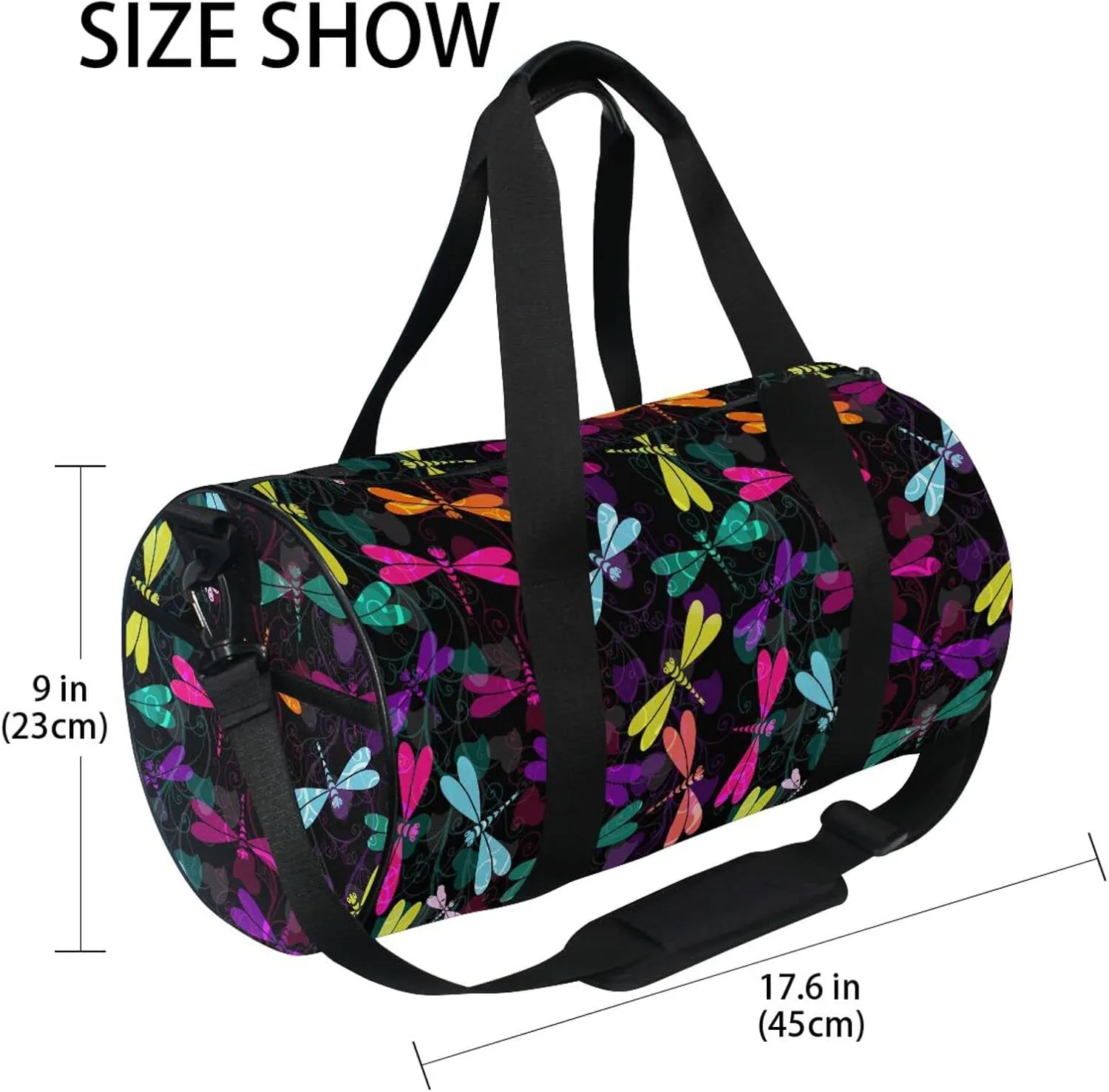 Colorful Dragonfly Duffel Bag Sports Gym Bags for Men and Women