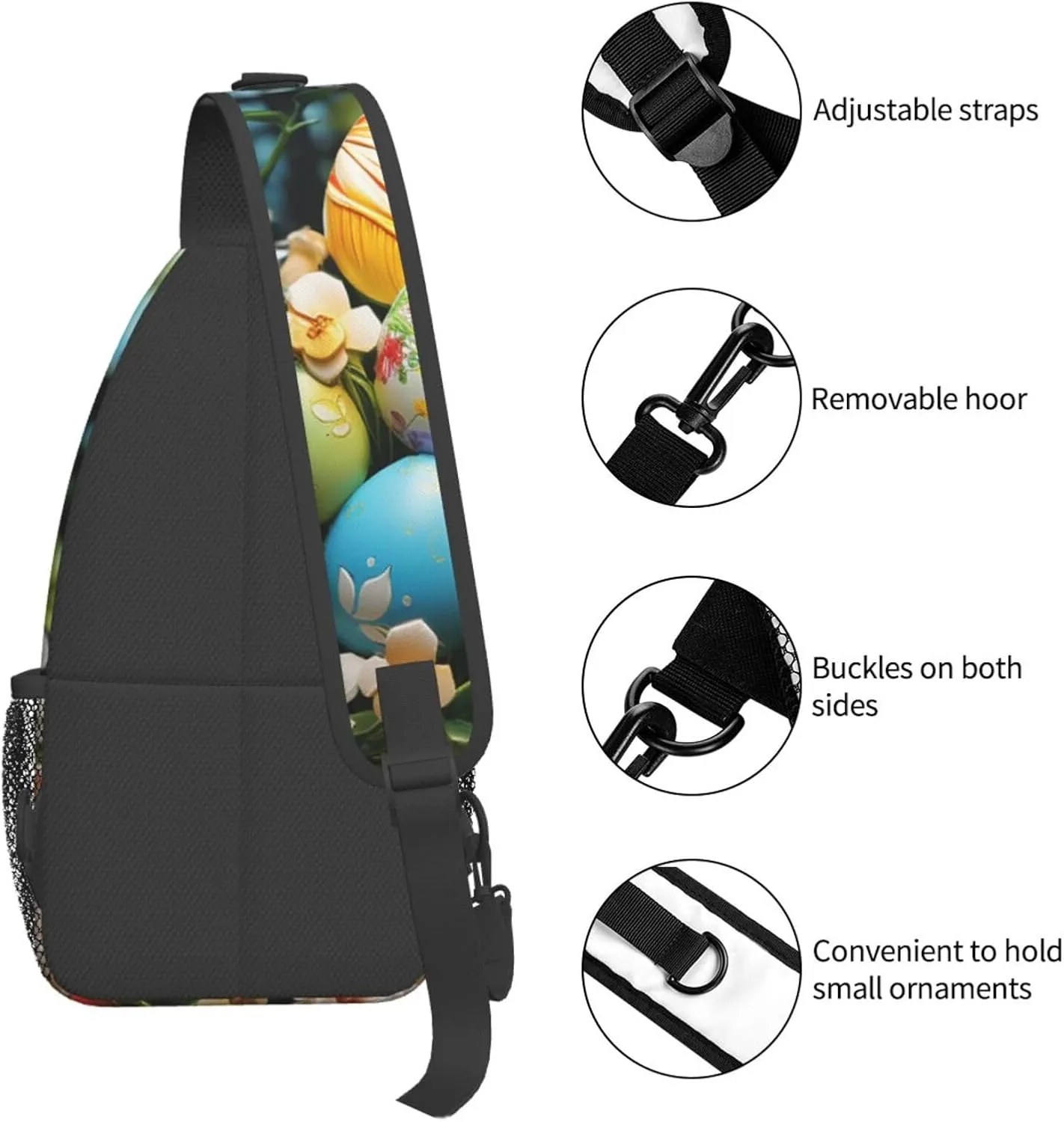 Colorful Eggs Garden Sling Bag Backpack For Men Cross Chest Bag Crossbody Shoulder Bag Travel Hiking Daypack