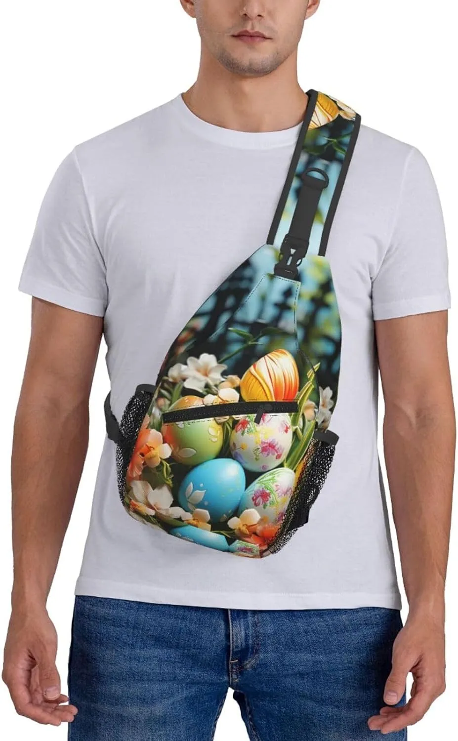 Colorful Eggs Garden Sling Bag Backpack For Men Cross Chest Bag Crossbody Shoulder Bag Travel Hiking Daypack