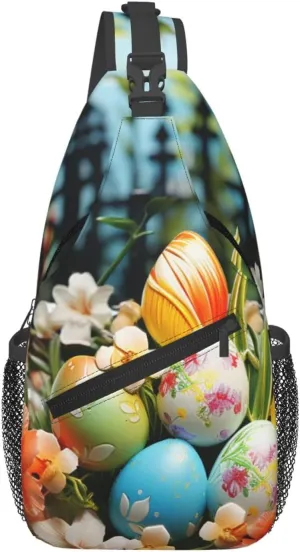 Colorful Eggs Garden Sling Bag Backpack For Men Cross Chest Bag Crossbody Shoulder Bag Travel Hiking Daypack