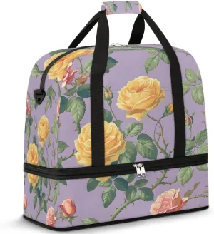 Colorful Flora Beauty Printing Travel Duffle Bag, Collapsible Travel Bag Sports Gym Bag With Shoes Compartment Weekender Bag Overnight Bag For Women Men