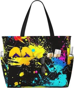 Colorful Flowers Floral Large Capacity Travel Bag Lightweight Shopping Handbag Beach Tote Bags Casual Work Bag