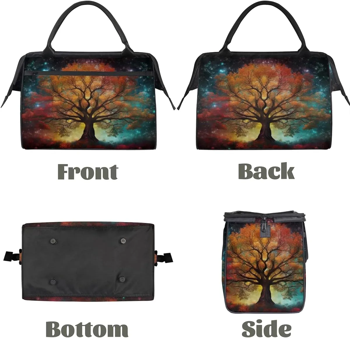 Colorful Galaxy Nebula Tree Weekender Overnight Bag for Women Waterproof Carry On Travel Duffle Bags with Pocket Lightweight Sports Gym Tote Bag Large Luggage Workout Personal Item Hospital Bags