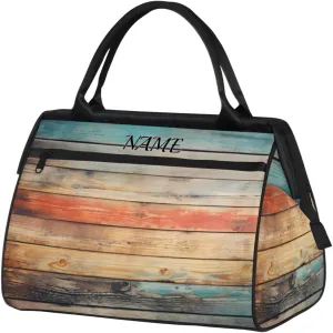 Colorful Planks Paint Travel Sports Bag for Women Essentials Customized Name Carry On Duffel Gym Bag Personalized Accessories Large Tote Weekender Bag Ladies Beach Waterproof Bag