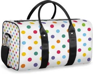 Colorful Polka Dots Travel Duffle Bag, Weekender Bags for Women Men, Carry on Overnight Bag Waterproof Gym Bags, Hospital Bag for Labor and Delivery