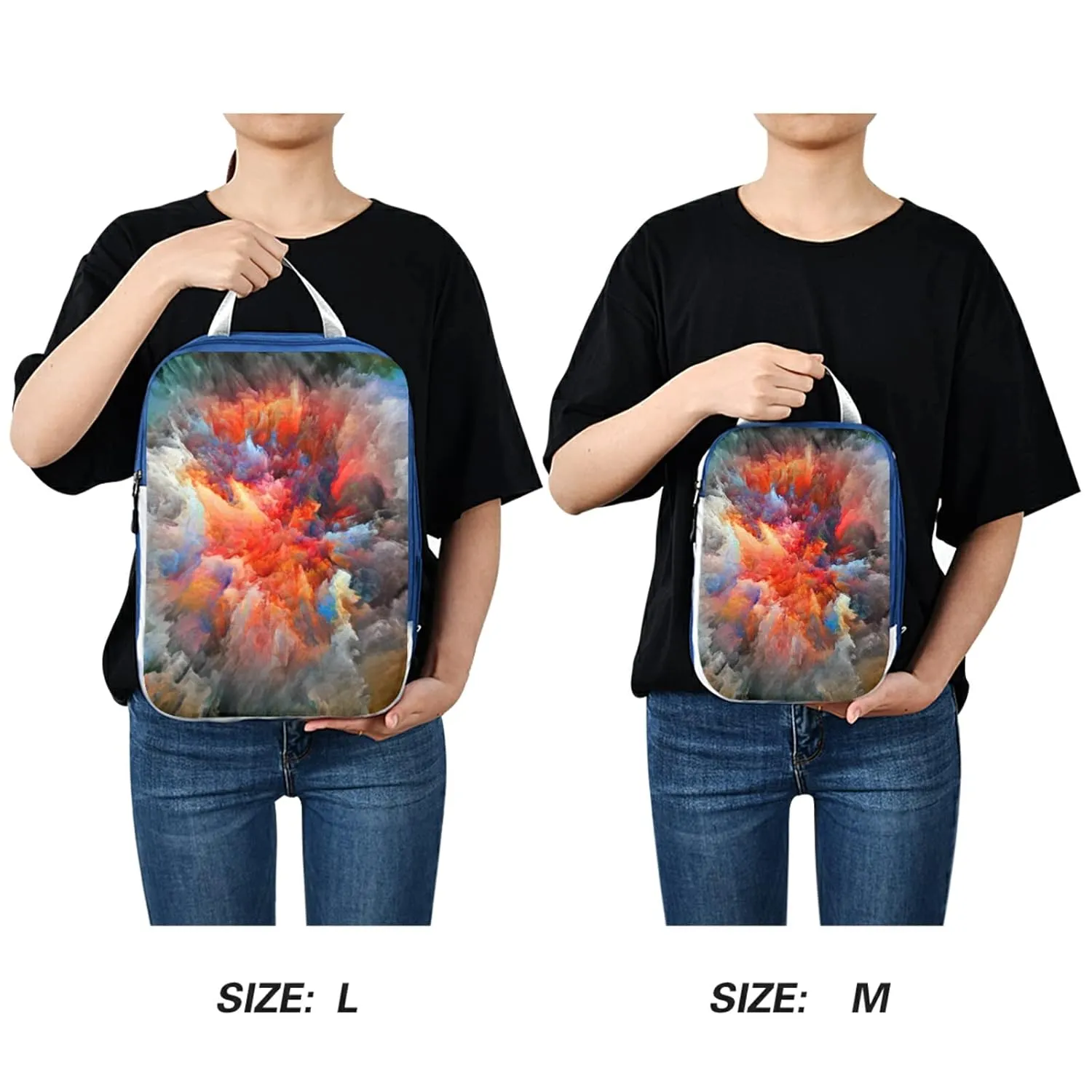 Colorful Splatter of Digital Paint Cloud 3 Piece set Cubes Expandable Adjustable Luggage Packing Bags, Ultralight Organizer Accessories Travel Suitcase Compressible Bags