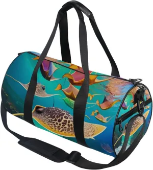 Colorful Stingray Fish Ocean Gym Duffle Bag for Women Men Sports Fitness Bag for Travel Workout Gymnastics Dance Ballet