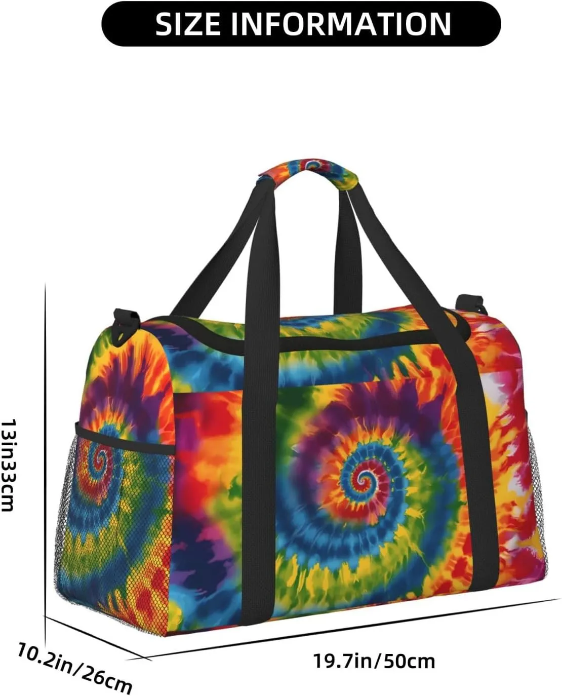 Colorful Tie Dye Spiral Travel Weekender Overnight Bags Foldable Hand Travel Bag Sport Gym Duffel Bag For Men Women