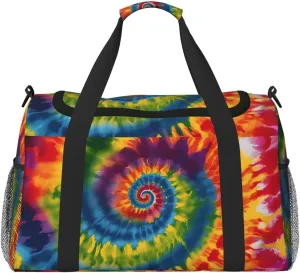 Colorful Tie Dye Spiral Travel Weekender Overnight Bags Foldable Hand Travel Bag Sport Gym Duffel Bag For Men Women