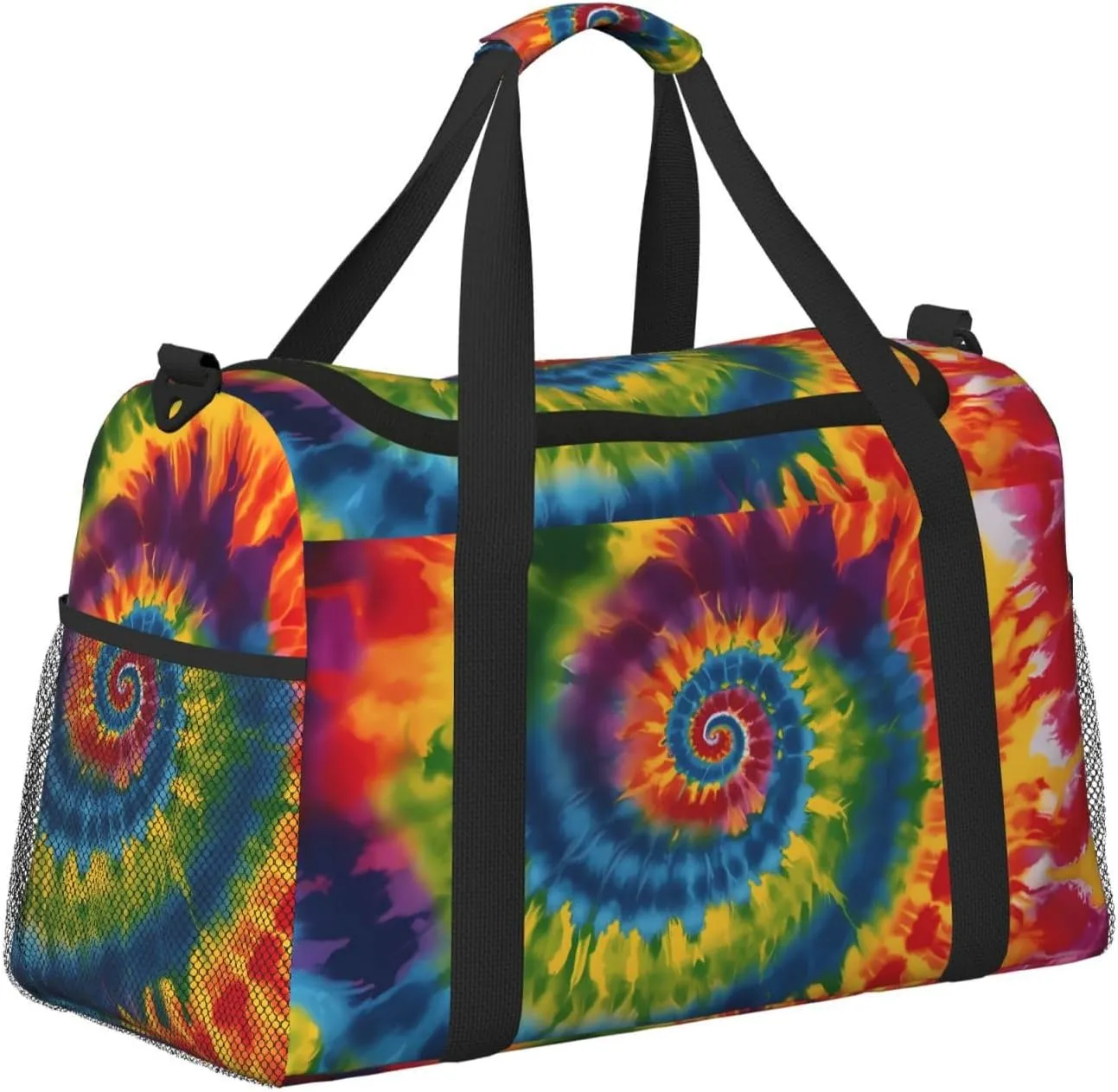 Colorful Tie Dye Spiral Travel Weekender Overnight Bags Foldable Hand Travel Bag Sport Gym Duffel Bag For Men Women
