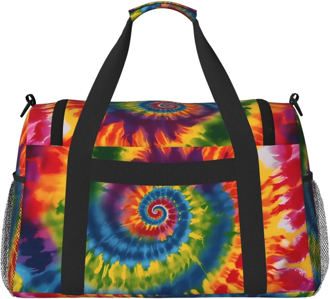 Colorful Tie Dye Spiral Travel Weekender Overnight Bags Foldable Hand Travel Bag Sport Gym Duffel Bag For Men Women