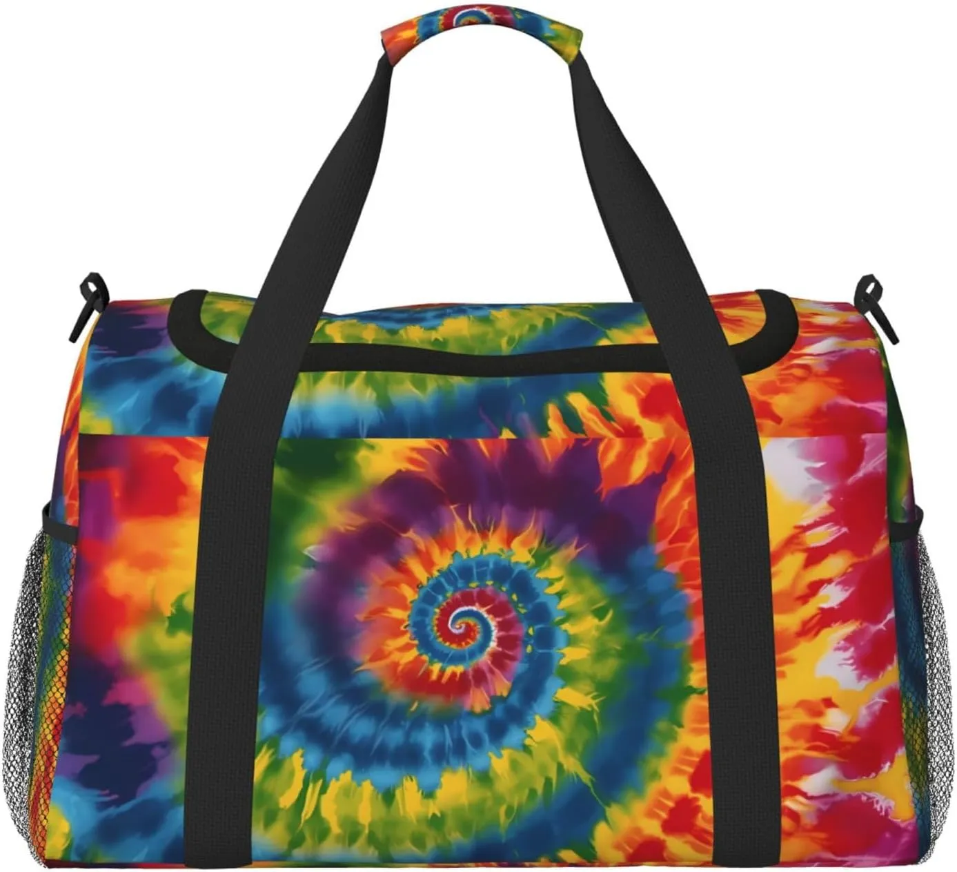 Colorful Tie Dye Spiral Travel Weekender Overnight Bags Foldable Hand Travel Bag Sport Gym Duffel Bag For Men Women