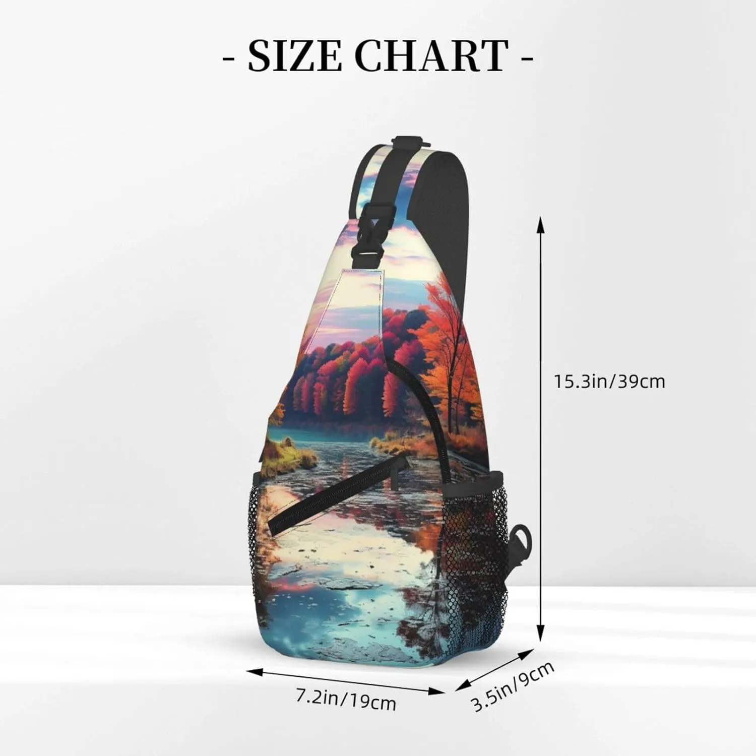 Colorful Trees Lake River Pond Sling Bag Backpack For Men Cross Chest Bag Crossbody Shoulder Bag Travel Hiking Daypack