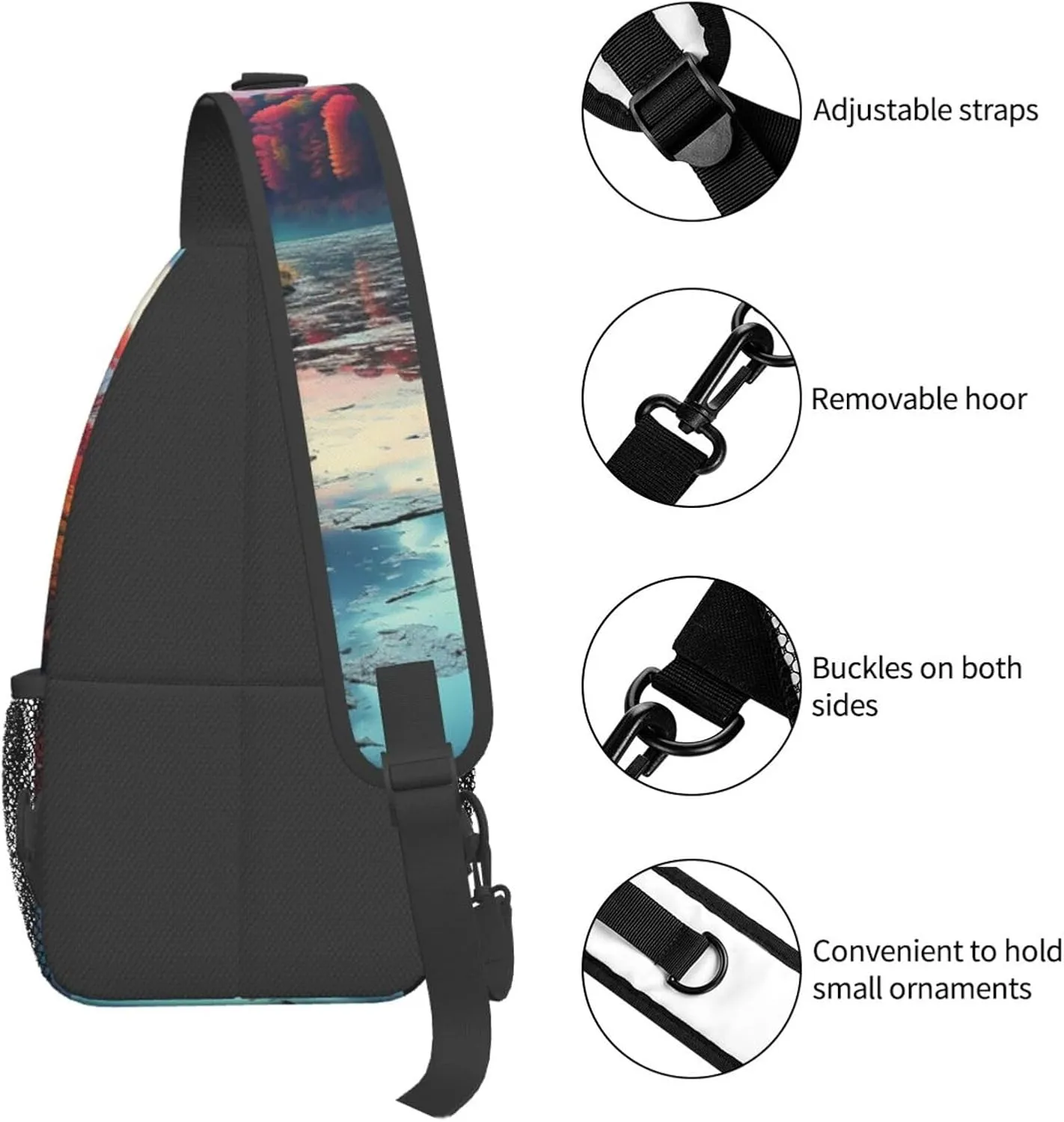 Colorful Trees Lake River Pond Sling Bag Backpack For Men Cross Chest Bag Crossbody Shoulder Bag Travel Hiking Daypack