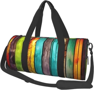 Colorful Wooden Boards Print Travel Duffel Bags With Pocket And Adjustable Strap Large Gym Bag Fashion Yoga Bag For Women Men