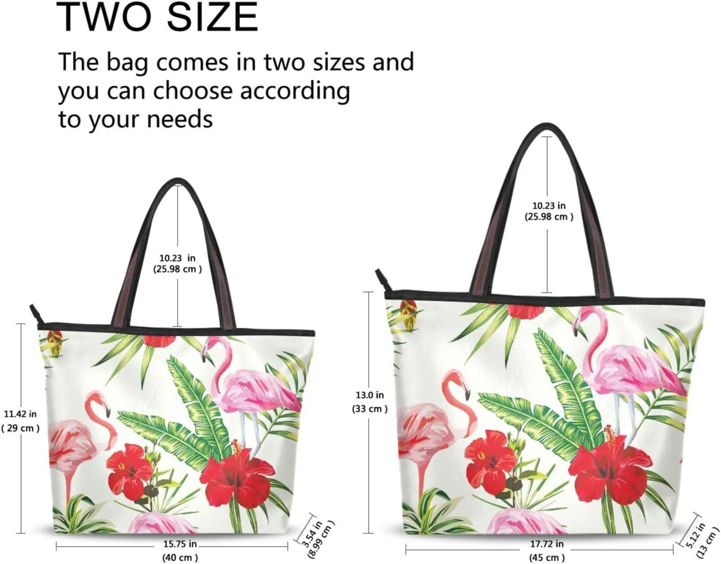 Composition-flamingo-flowers Fashion Shoulder Bags Tote Bags Handbags For Women, L