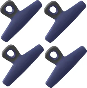COOK WITH COLOR Food Clips - Wide Heavy Duty Chip Clips, Large Bag Clips for Food Storage with Air Tight Seal Grip, Pack of 4, Blue
