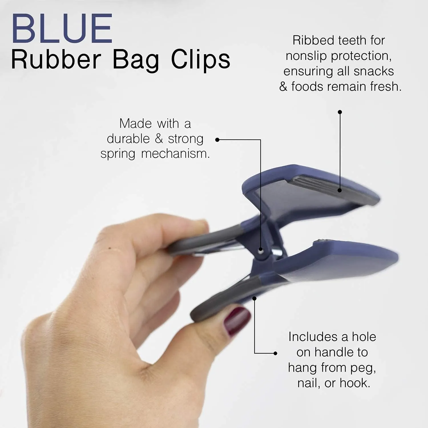 COOK WITH COLOR Food Clips - Wide Heavy Duty Chip Clips, Large Bag Clips for Food Storage with Air Tight Seal Grip, Pack of 4, Blue