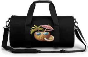 Cool Coconut Drink With Eyeglasses Lightweight Gym Bag for Men Women Travel Duffel Bag Sports Workout Bag with Adjustable Strap