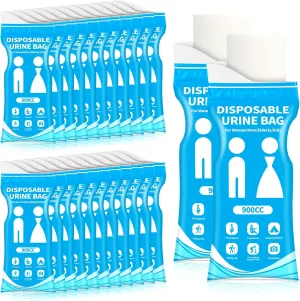 Coolrunner 900CC Disposable Urine Bags, 24/50 Pack Camping Pee Bags, Disposable Urinals for Travel, Emergency Portable Toilet