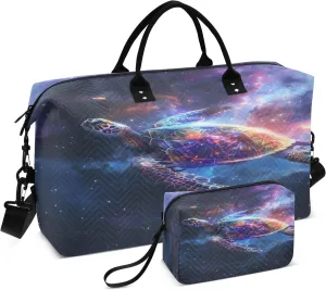 Cosmic Turtle Travel Duffel Bags with Toiletry Bag for Travel Gym Yoga Weekender Bag