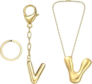 COTATI Gold Bubble Letter Keychain for Women Initial Monogram Pendant Charm Keychains for Bag Handbags Purse