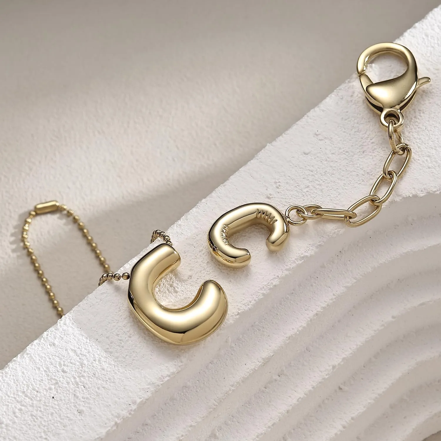 COTATI Gold Bubble Letter Keychain for Women Initial Monogram Pendant Charm Keychains for Bag Handbags Purse