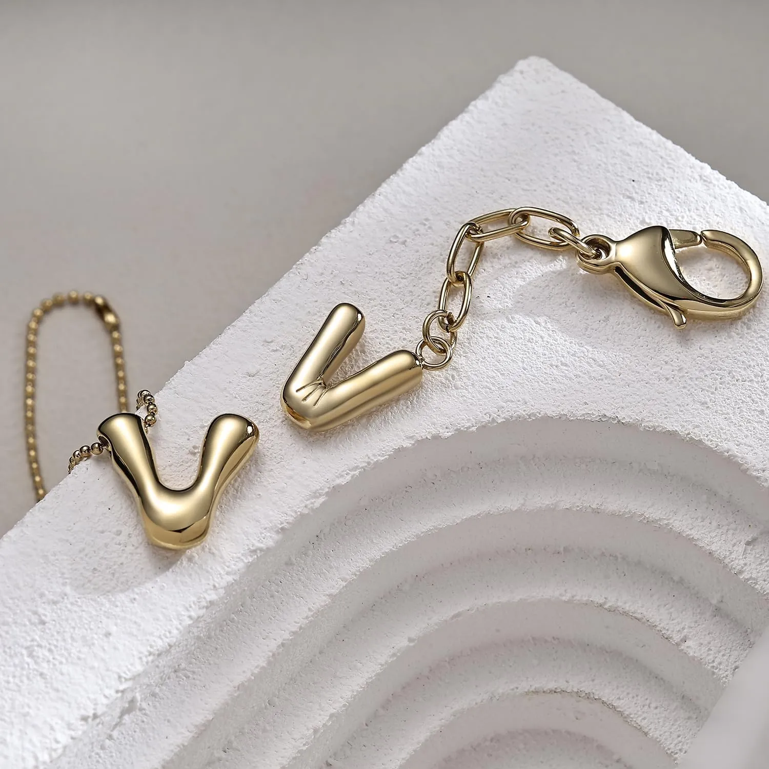 COTATI Gold Bubble Letter Keychain for Women Initial Monogram Pendant Charm Keychains for Bag Handbags Purse