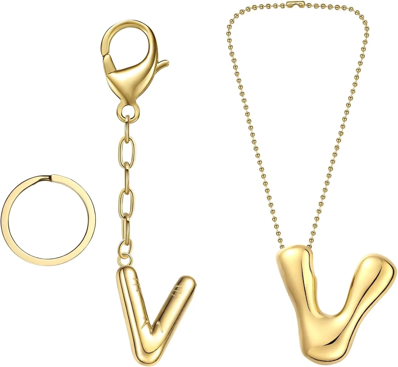 COTATI Gold Bubble Letter Keychain for Women Initial Monogram Pendant Charm Keychains for Bag Handbags Purse