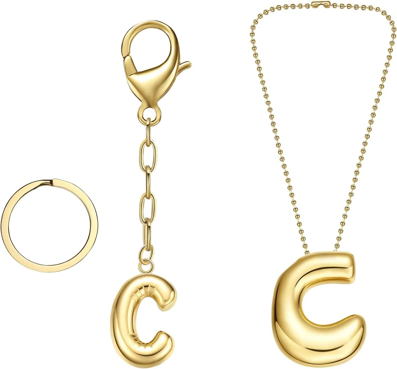 COTATI Gold Bubble Letter Keychain for Women Initial Monogram Pendant Charm Keychains for Bag Handbags Purse