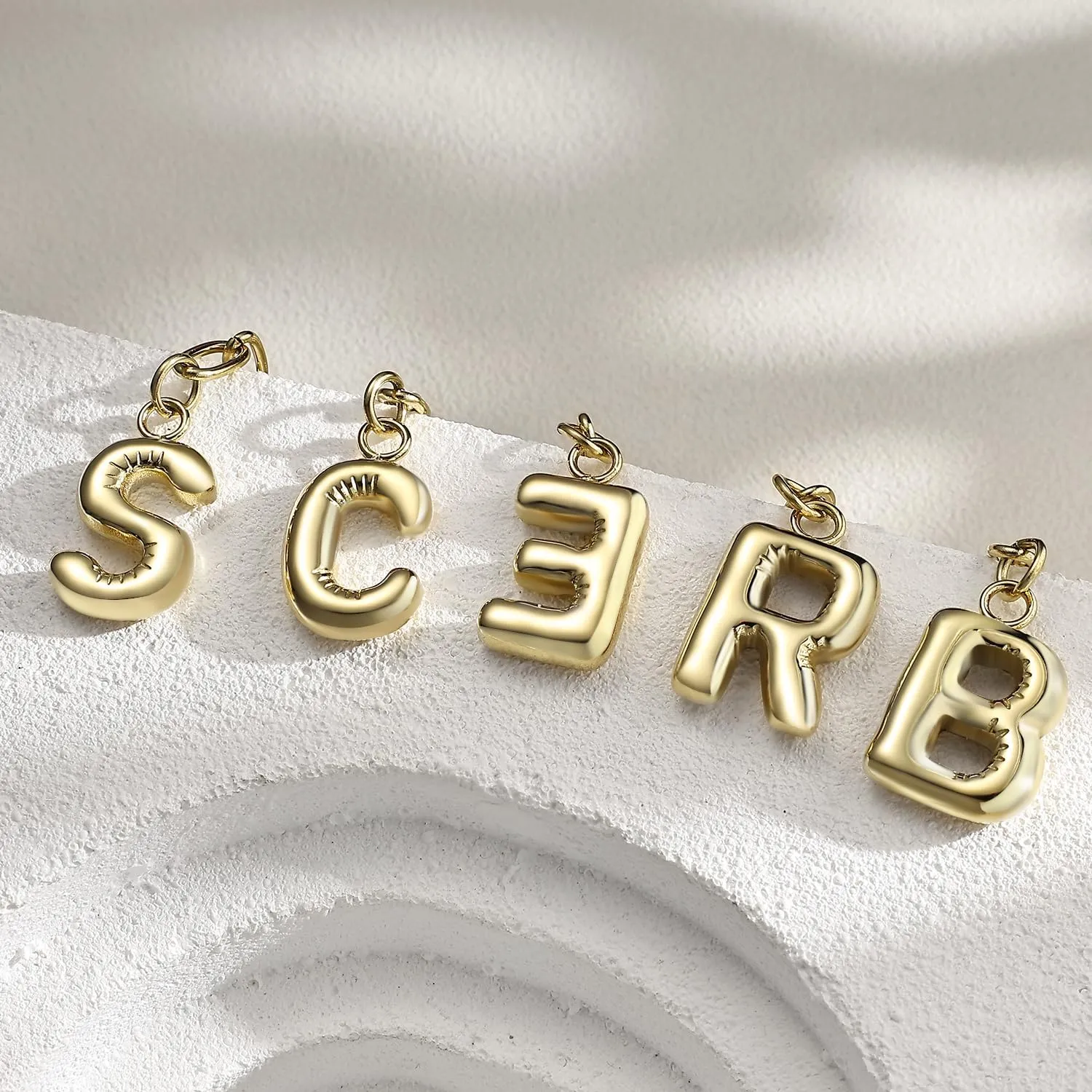 COTATI Gold Bubble Letter Keychain for Women Initial Monogram Pendant Charm Keychains for Bag Handbags Purse