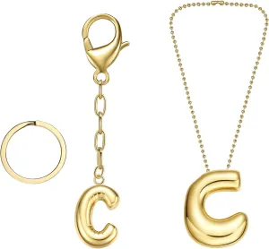 COTATI Gold Bubble Letter Keychain for Women Initial Monogram Pendant Charm Keychains for Bag Handbags Purse