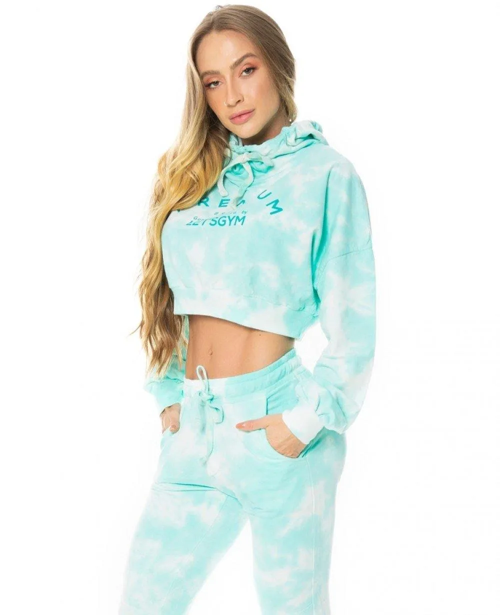 Cropped Let's Gym Tie Dye Green