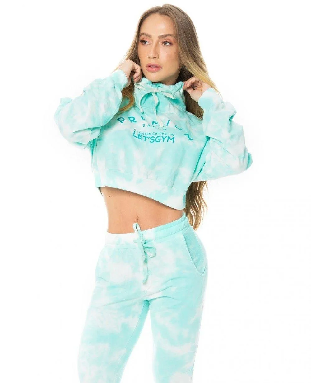 Cropped Let's Gym Tie Dye Green