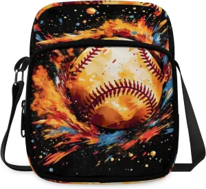 Crossbody Bag Small Sling Backpack Baseball Colorful Ball Shoulder Bags Chest Pack Cross Body Daypack Belt Purses for Travel Cycling Skating